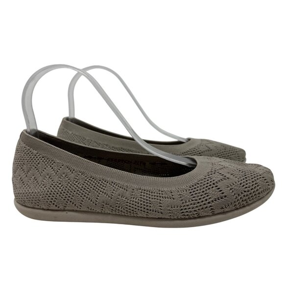 Skechers Cleo Sport Womens Knit Ballet Flats - Taupe Gray Slip-On Shoes Size 7 - Picture 1 of 12